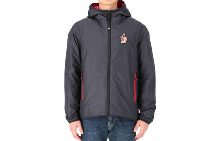 Moncler Navy Blue Reversible Logo Print Hooded Zip Jacket 1B52310-54A7Q-776