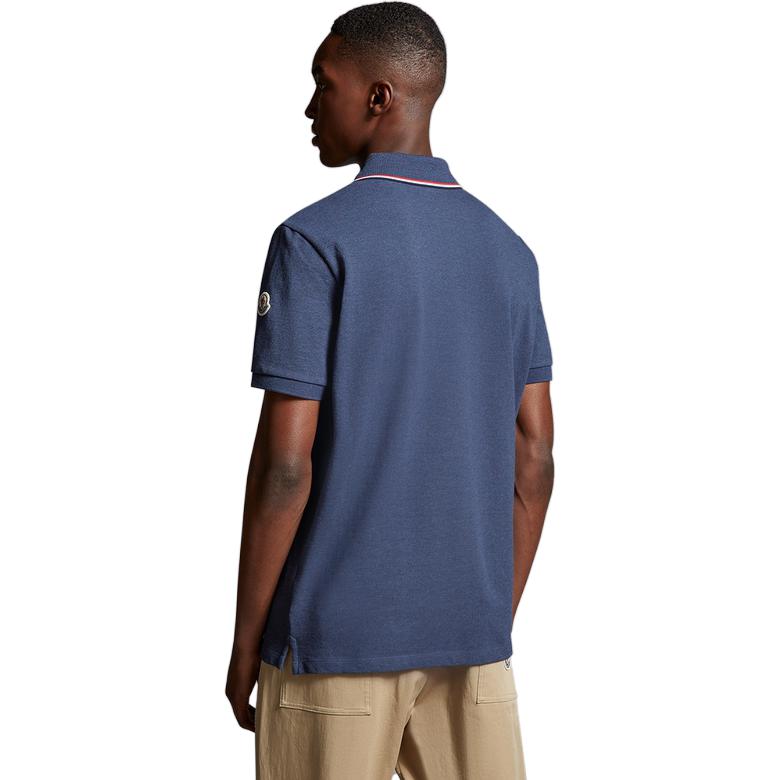Moncler Navy Blue Short Sleeve Pullover Polo Shirt with Letter Design I20918A0000684556795 圖 4