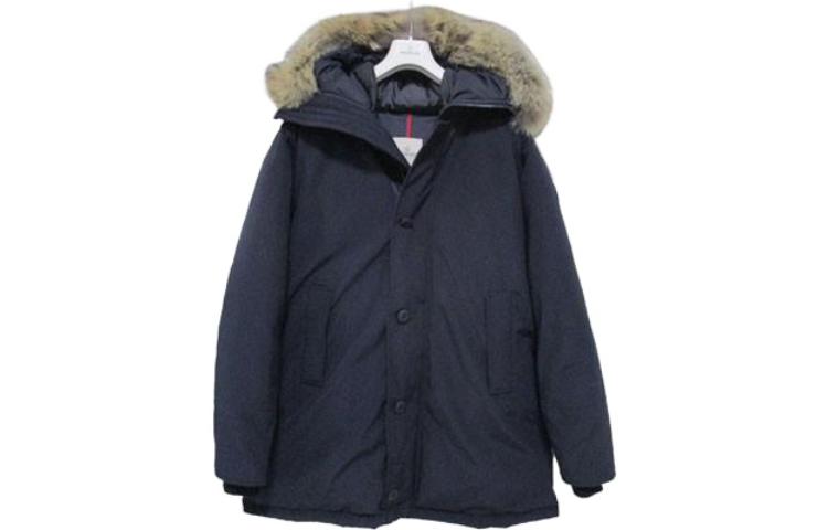 Moncler Navy Blue Solid Hooded Long-Sleeve Jacket Coat 4233325-57843-742