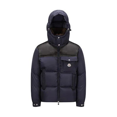 Moncler Navy Blue Solid Hooded Zip-Up Fitted Down Jacket I20911A0009968352742