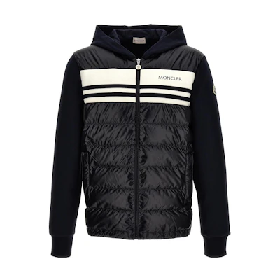 Moncler Navy Logo Print Down Padded Zip-Up Hooded Jacket 8G00059-809KZ-778