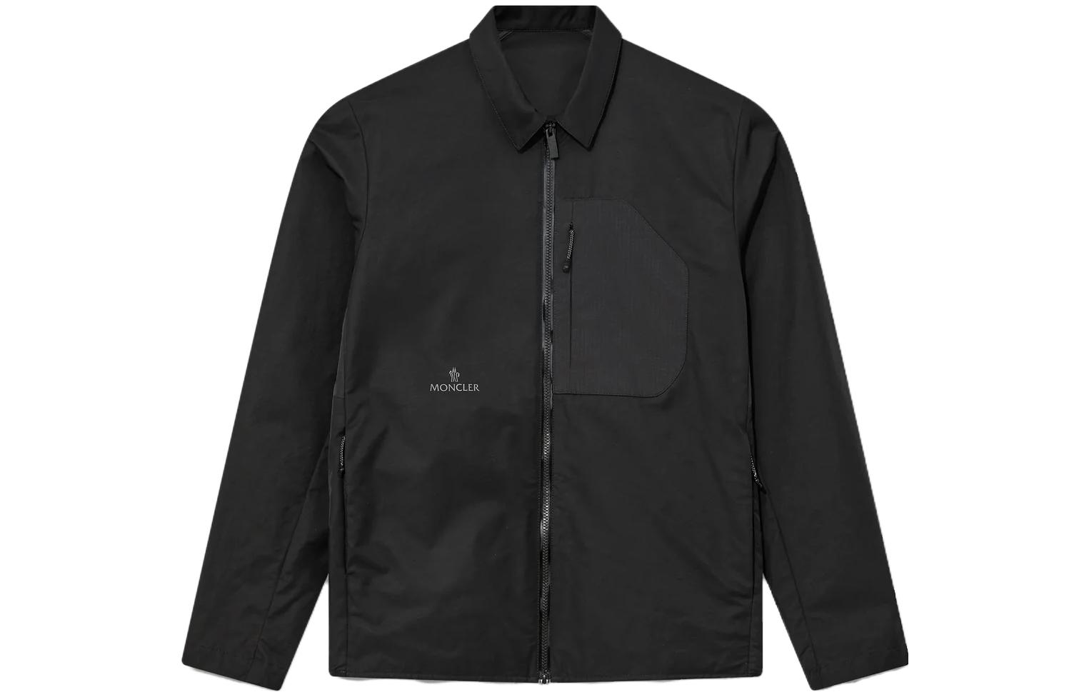 Moncler NEKKAR Black Logo Print Zip-Up Long Sleeve Jacket for Men I10911A001085957F999