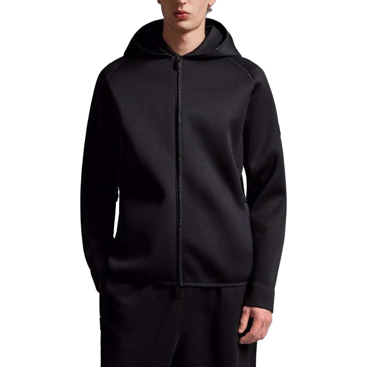 Lookbook 蒙克勒黑色拉鍊連帽外套 Neoprene 長袖拉鍊帽T I20918G0001989A4L999