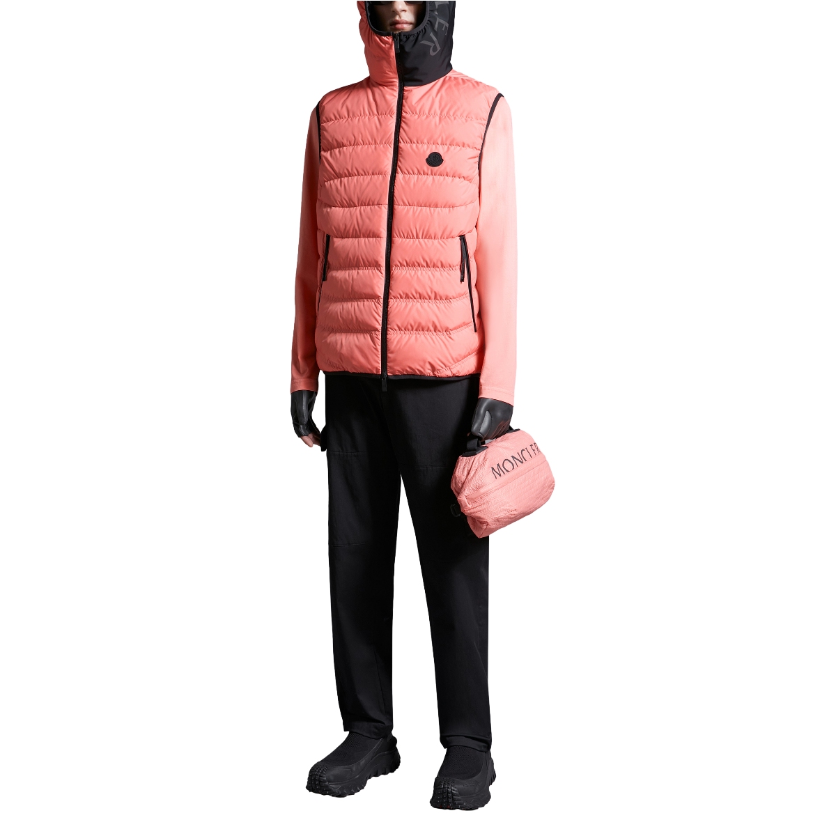 Lookbook Moncler NUBIERA SS24 Pink Slim Fit Hooded Down Jacket with Reflective Logo Unisex. J10911A000185973I416