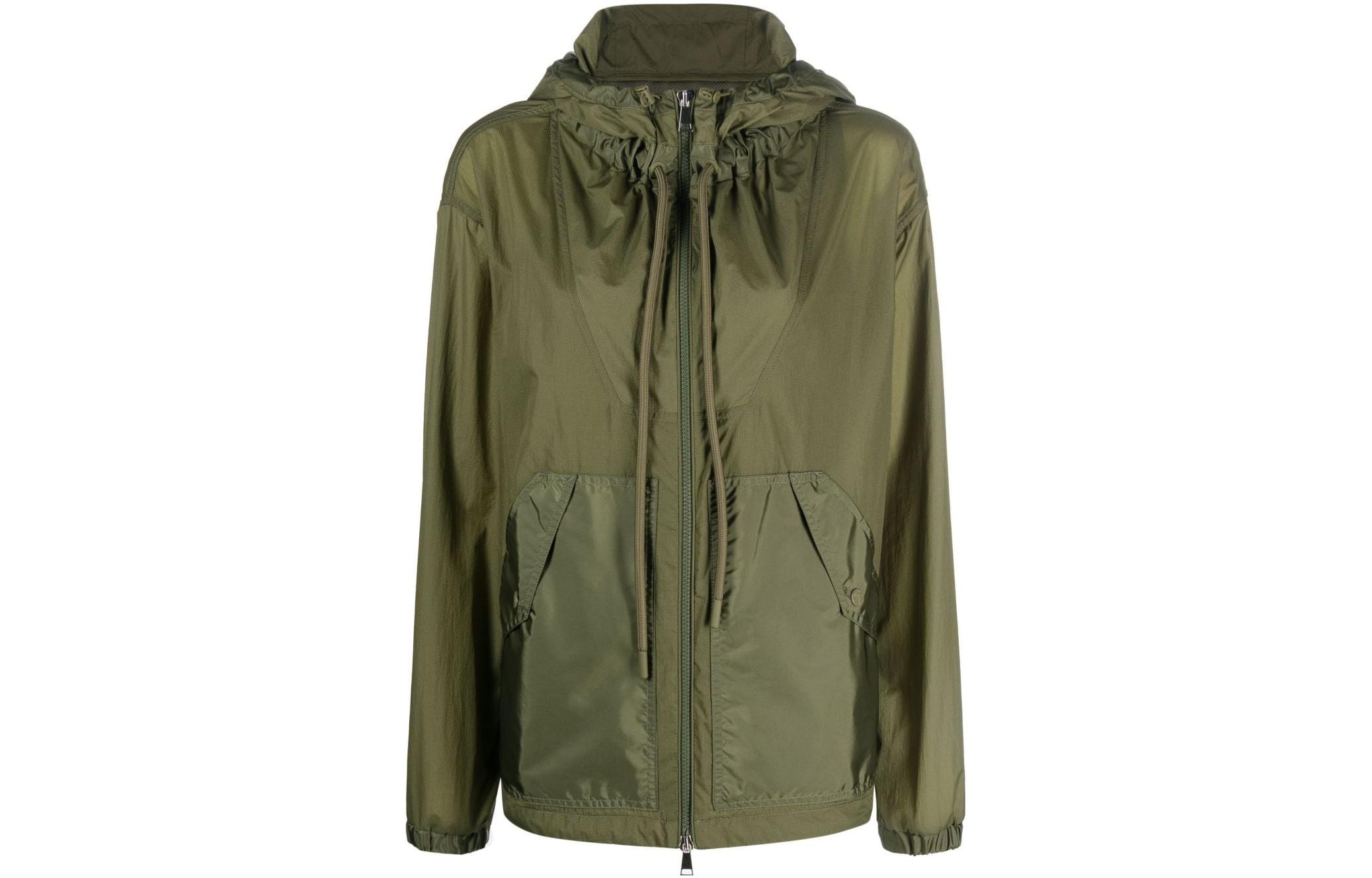 Moncler Olive Green Solid Color Hooded Zip-Up Jacket I10931A00081596OV