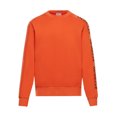Moncler Orange Embroidered Logo Cotton Crewneck Sweatshirt 0918G733108098U326