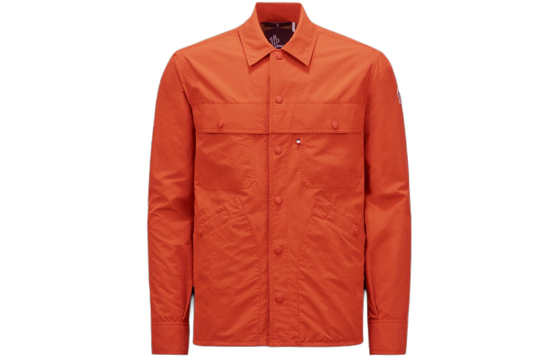 Moncler Orange Shirt Jacket with Reflective Details and Adjustable Cuffs J10971G00003595M6341