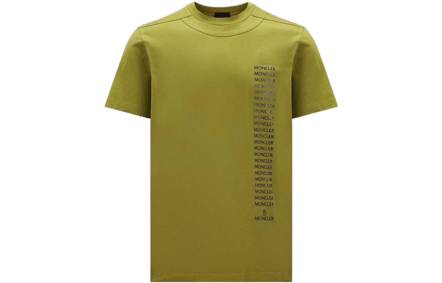 Moncler Organic Cotton Logo Print T-Shirt Light Green Short Sleeve . I20918C0005389A1781T