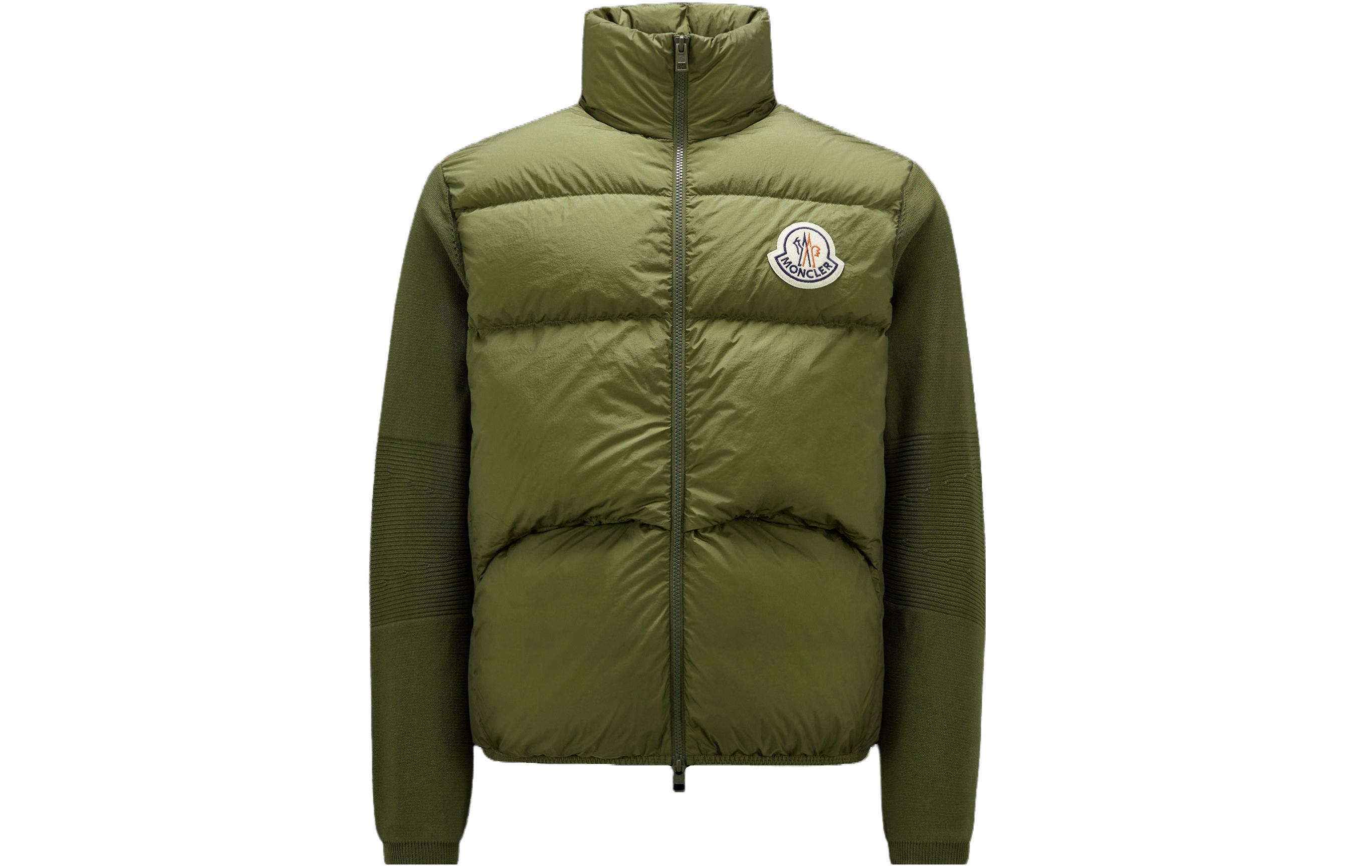 Moncler Padded Corduroy Cardigan Logo Print Zip Jacket Unisex Dark Green I20919B00024M1124828
