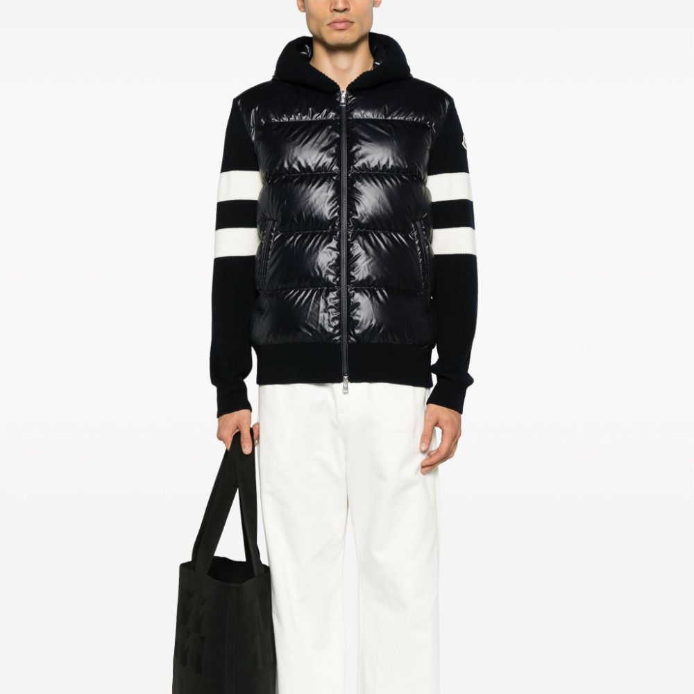 Purchase Moncler Padded Corduroy Quilted Hooded Jacket Unisex Navy Blue. 9B00017M1131742