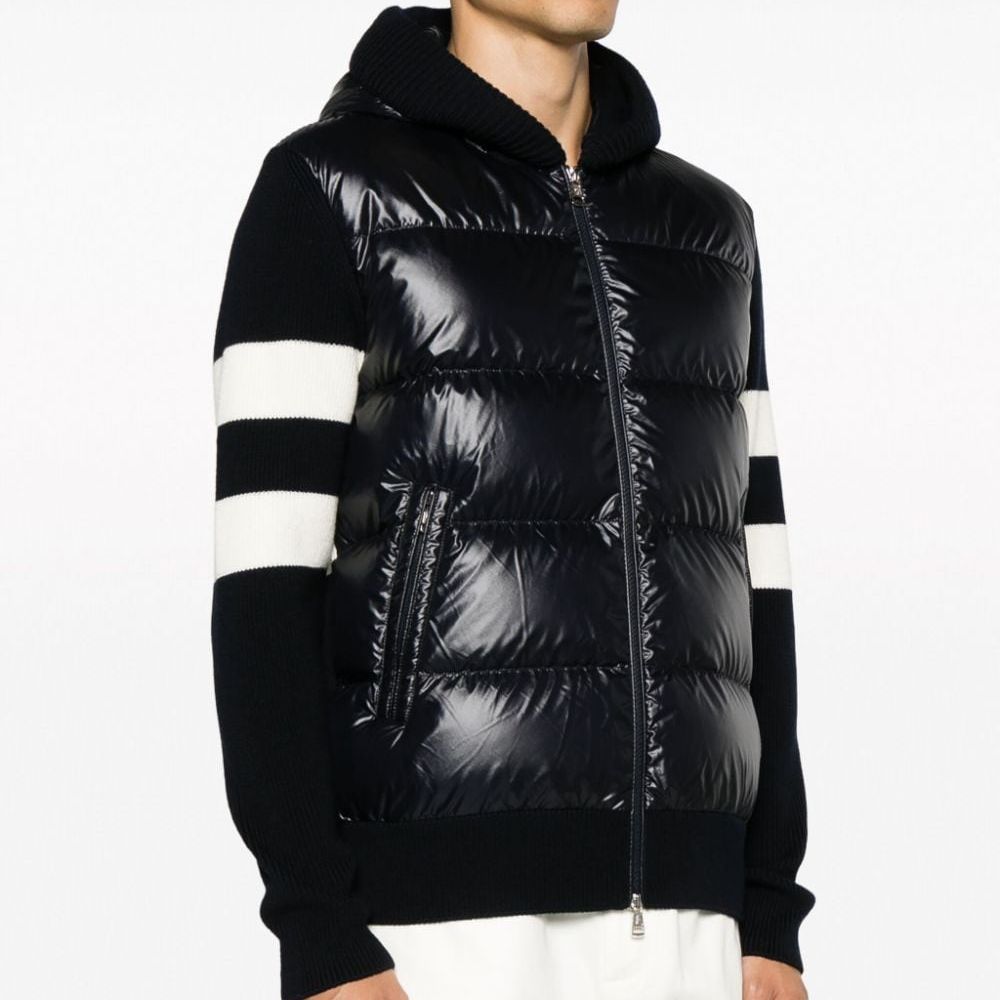 Details for Moncler Padded Corduroy Quilted Hooded Jacket Unisex Navy Blue. 9B00017M1131742