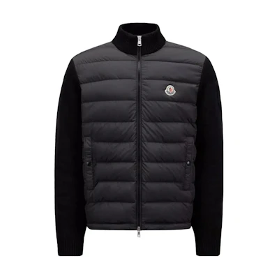 Moncler Padded Corduroy Stand Collar Slim Fit Down Jacket Unisex Black J10919B00020M1115999