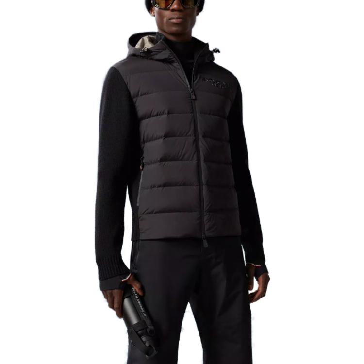 Moncler Padded Corduroy Zip-Up Hoodie  Black Down Jacket with Logo Print. I20979B00003M1122999 圖 5