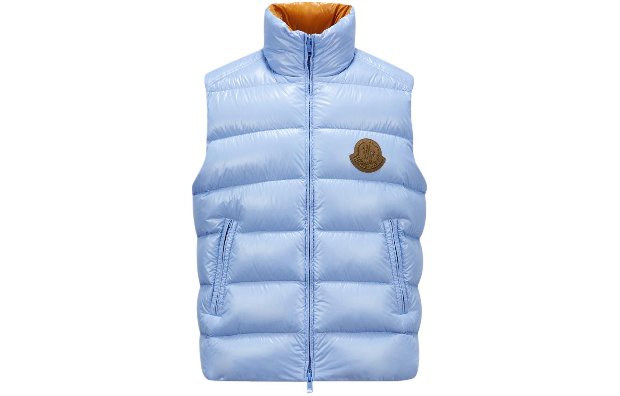 Order Moncler PARKE Logo Slim Fit Tanpa Lengan Zip Vest Unisex Biru J10911A00079595GJ712