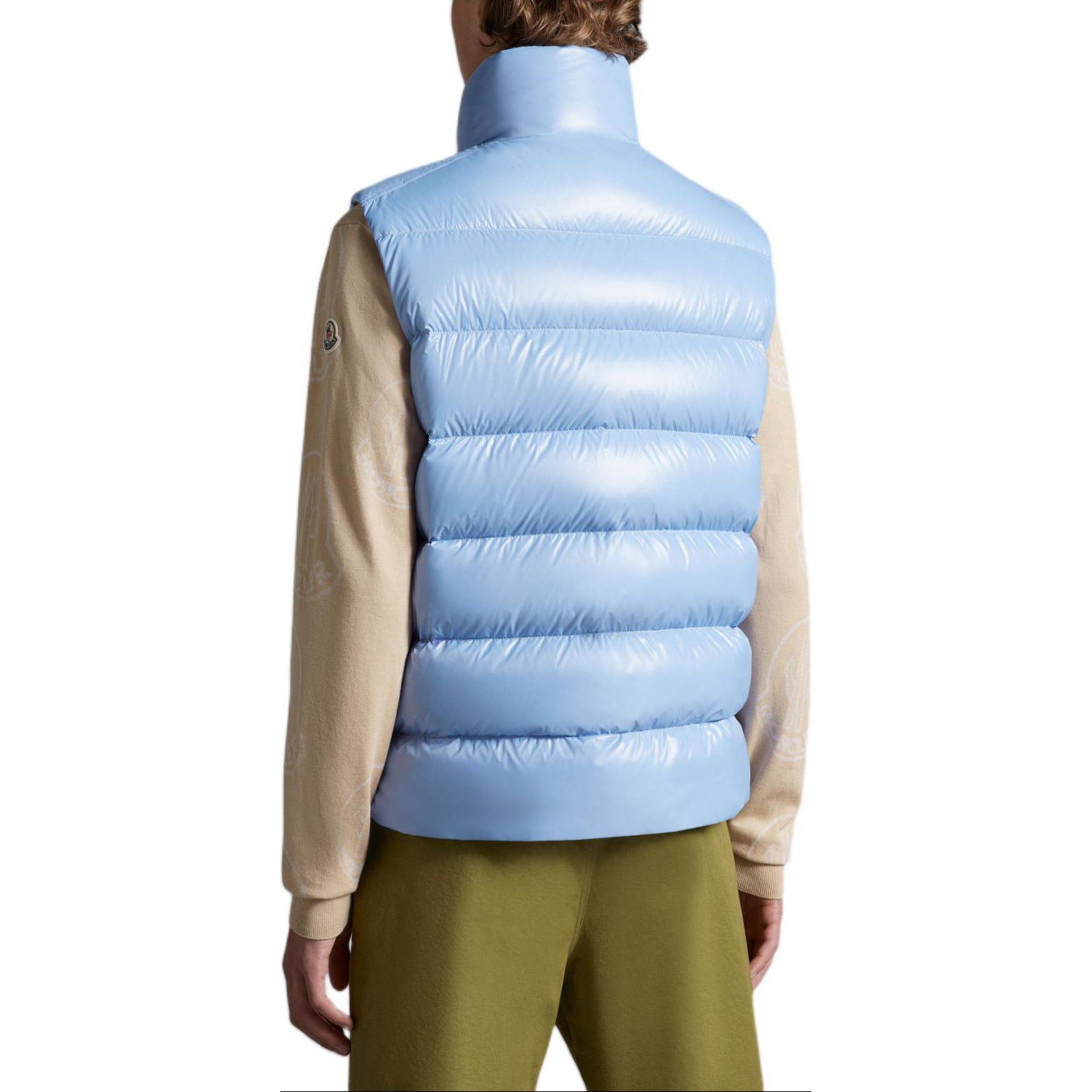 Purchase Moncler PARKE Logo Slim Fit Tanpa Lengan Zip Vest Unisex Biru J10911A00079595GJ712