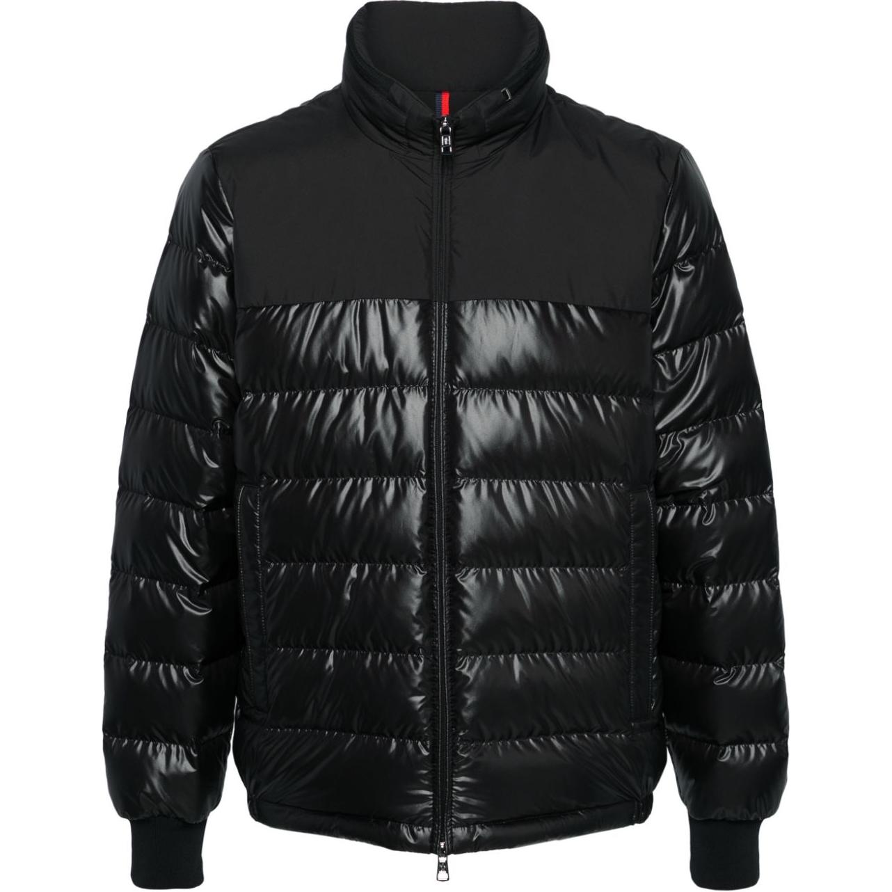 Moncler Patchwork Stand Collar Down Jacket  Black Long Sleeve Zip-Up 1A00004595ZJ999