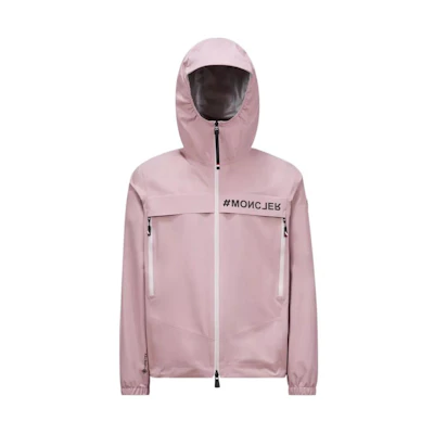 Moncler Pink Solid Color Hoodie Jacket with Logo Print Zipper J10971A0001254AL553A