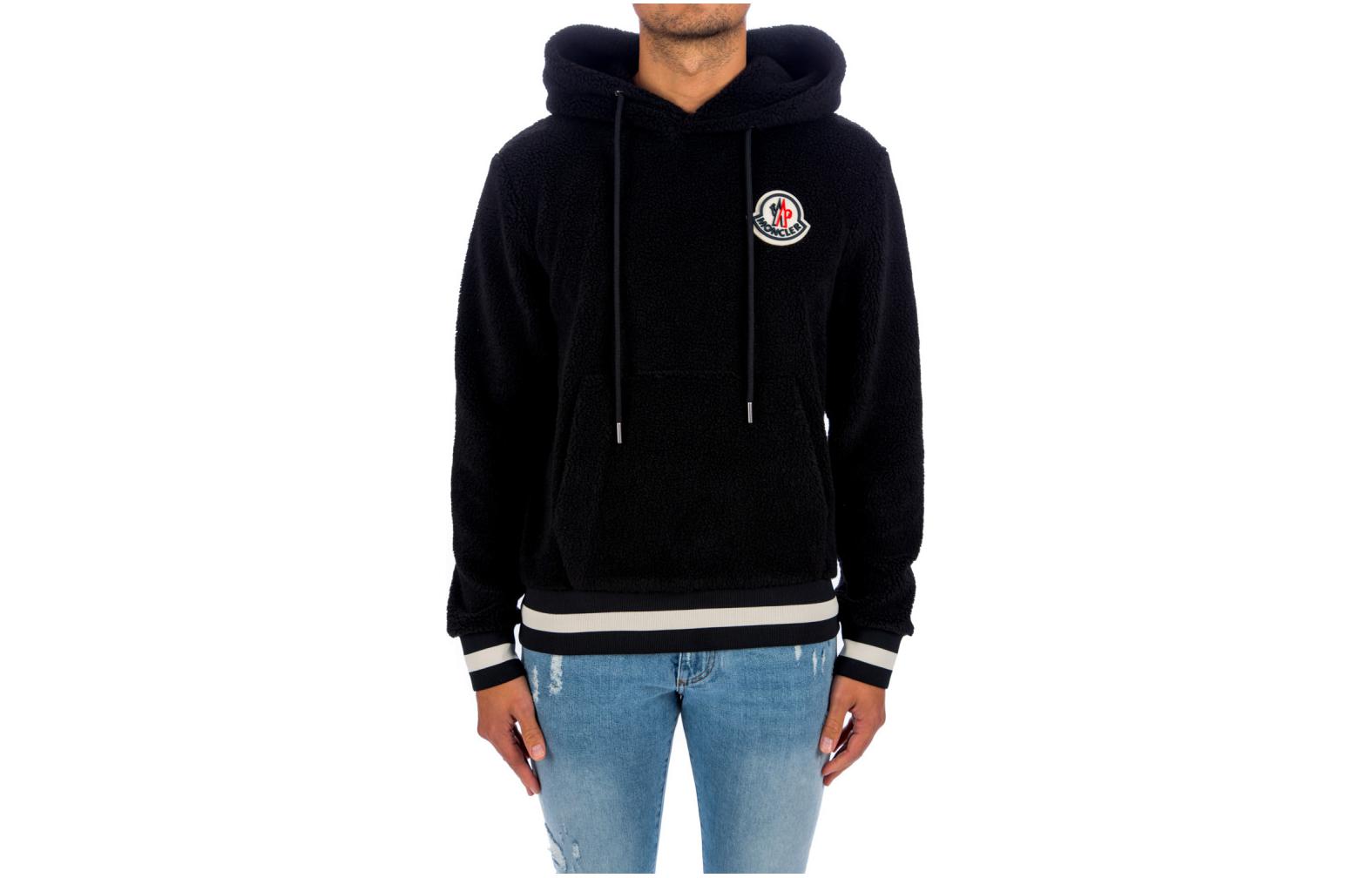 Moncler Plain Badge Hoodie Black Long Sleeve 8G77800809BY999