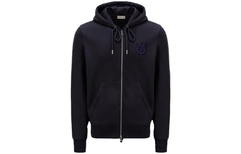 Moncler Plain Zip-Up Hoodie Black Long Sleeve Sweatshirt H20918G00052809KR778
