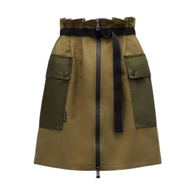 Moncler Pocket Belt Colorblock A-line Skirt Army Green. H10932D000085962Q823