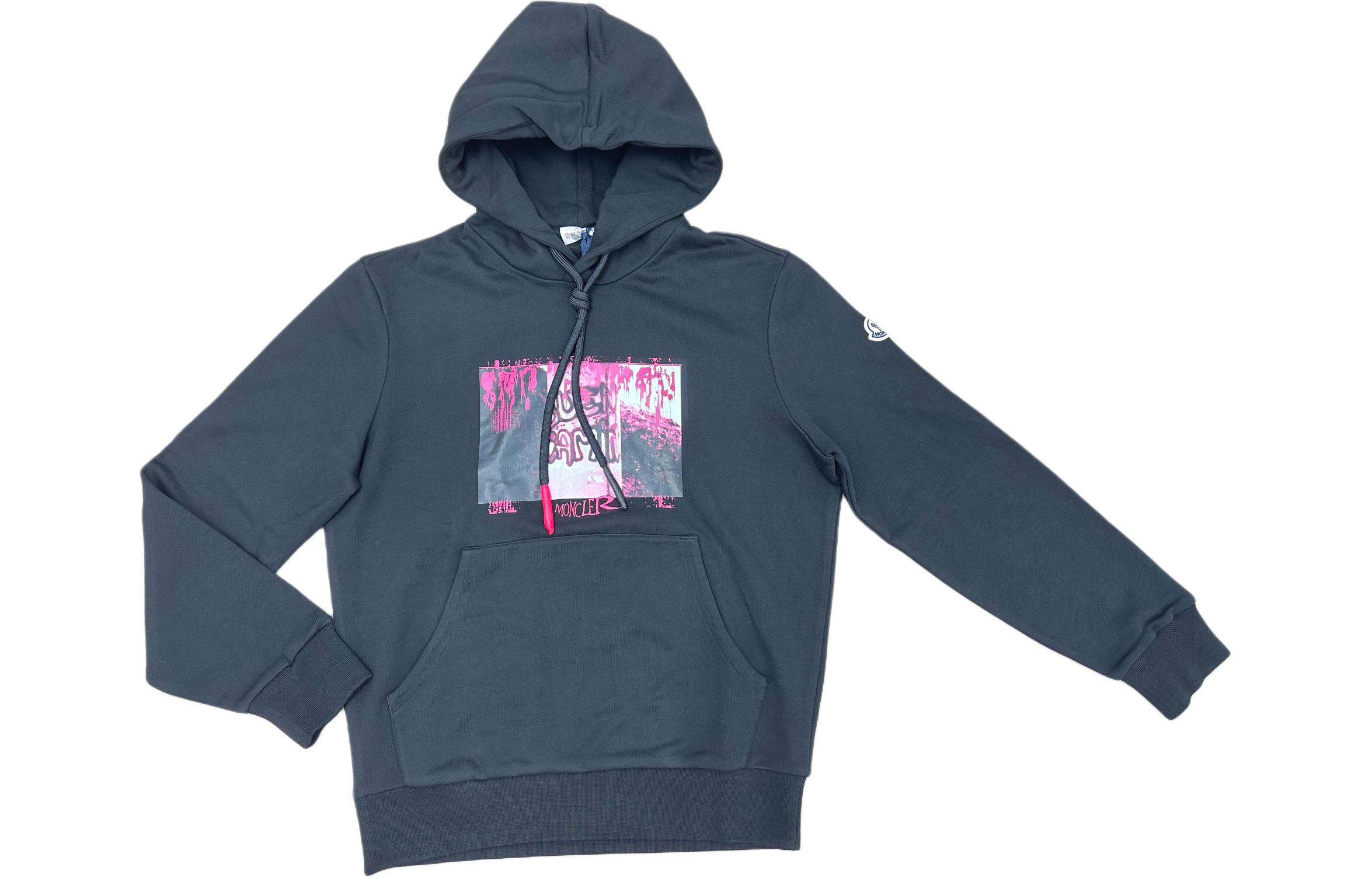 Moncler Printed Hoodie Long Sleeve Black 10918G730108098U999