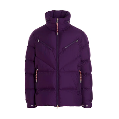 Moncler Purple Thick Down Jacket with Full-Zip and High Collar. 1A0023954A8161C
