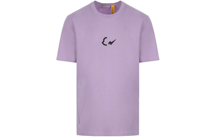 Moncler Purple Short Sleeve T-Shirt with Embroidered Logo G209U8C000058392B61A