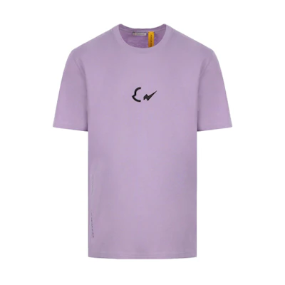 Moncler Purple Short Sleeve T-Shirt with Embroidered Logo G209U8C000058392B61A