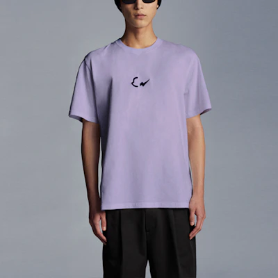 Moncler Purple Short Sleeve T-Shirt with Embroidered Logo G209U8C000058392B61A Shop Moncler Purple Short Sleeve T-Shirt with Embroidered Logo G209U8C000058392B61A