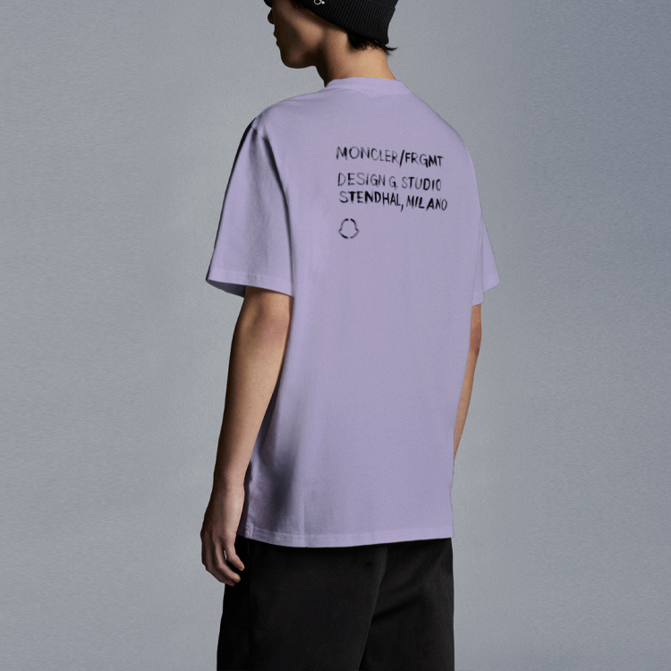 Purchase Moncler Purple Short Sleeve T-Shirt with Embroidered Logo G209U8C000058392B61A