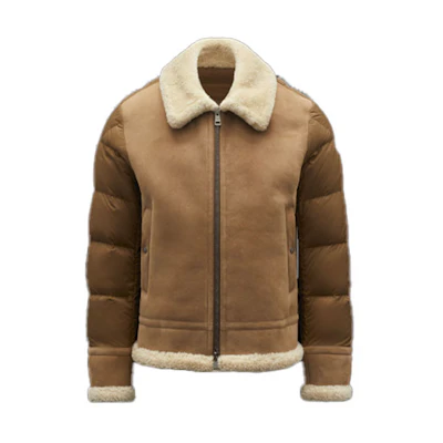 Moncler Quilted Suede Leather Down Jacket Brown Fashion G20911A00160595