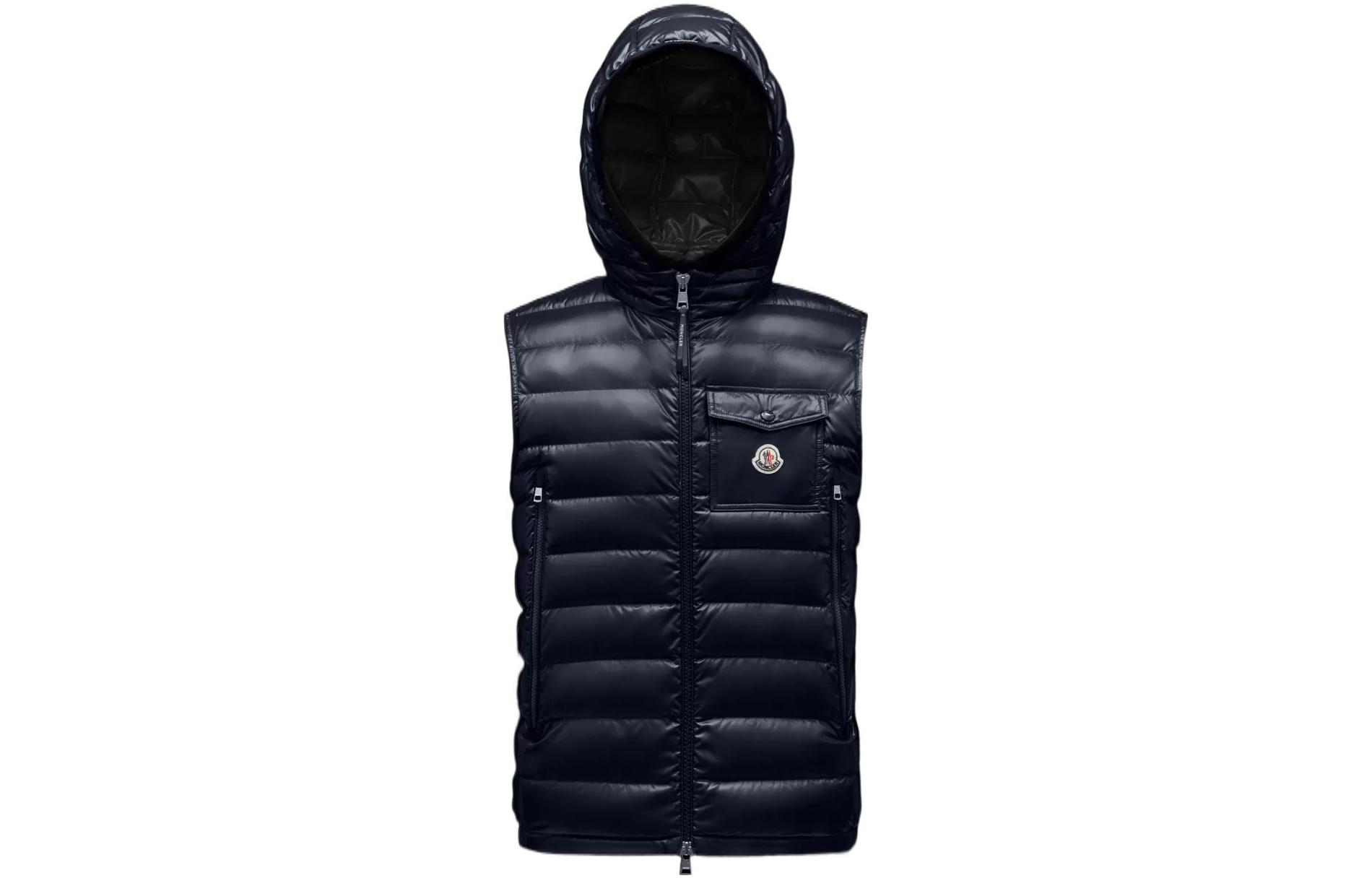 Order Moncler Ragot Gilet Midnight Blue Down Vest Unisex with Zipper & Chest Pocket. H10911A00059M1592742