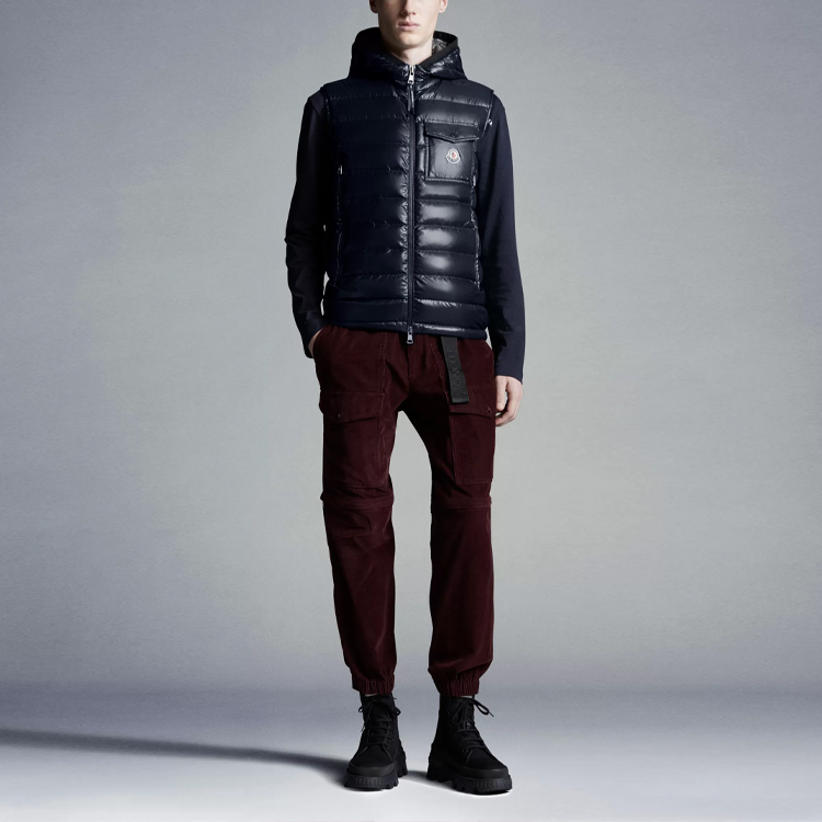 Lookbook Moncler Ragot Gilet Midnight Blue Down Vest Unisex with Zipper & Chest Pocket. H10911A00059M1592742