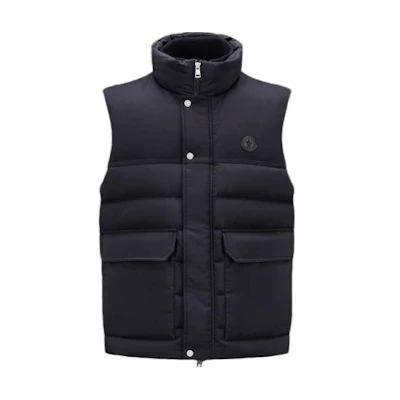 Moncler Rance Navy Blue Solid Zip-Up Sleeveless Vest. I20911A00135596K7776