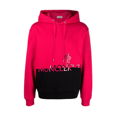 Moncler Red Colorblock Logo Print Hoodie Long Sleeve G20918G00040899FL586