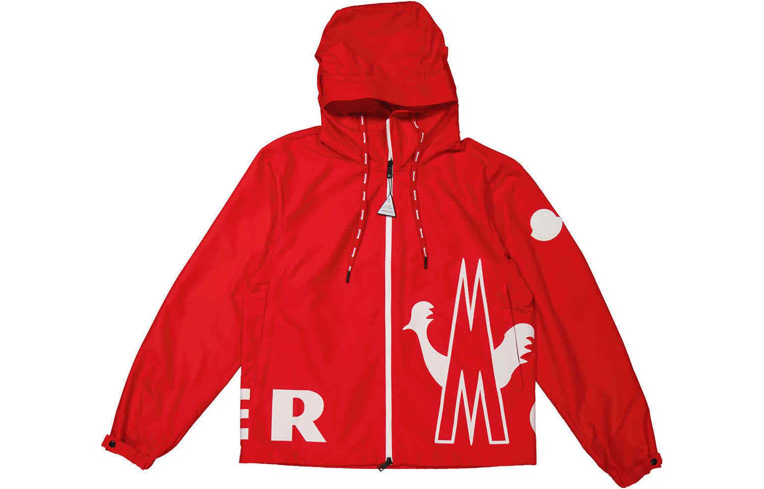 Moncler Red Full-Zip Hoodie Jacket with Letter Print Design F10911A71500549ML431