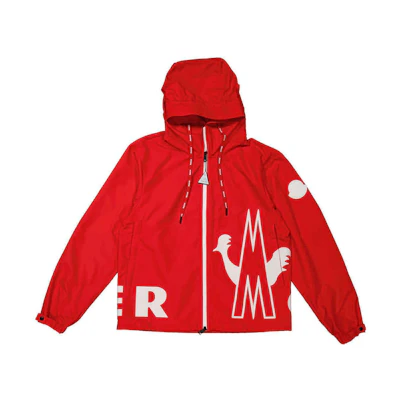 Moncler Red Full-Zip Hoodie Jacket with Letter Print Design F10911A71500549ML431