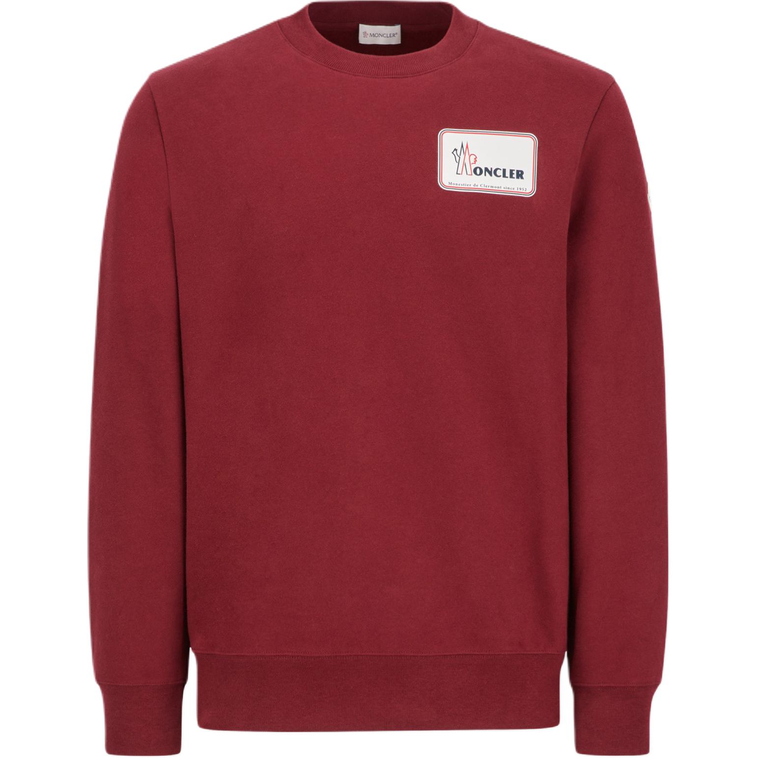 Moncler Red Logo Crewneck Fleece Sweatshirt J10918G00009899WC471