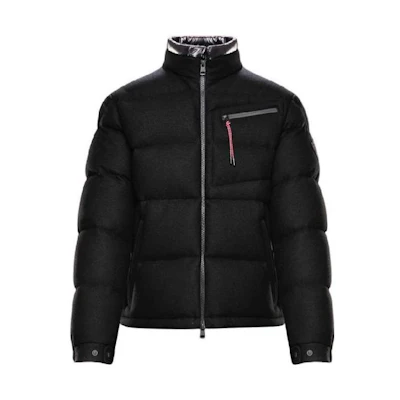 Moncler Rhea Black Down Jacket with Zipper and Stand Collar. 0921A5090054AQJ999