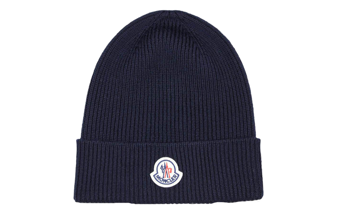Moncler Ribbed Logo Knit Beanie Hat for Men G20913B70500A9342742