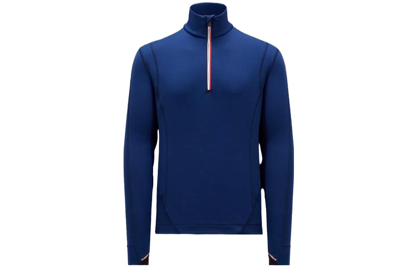 Moncler Royal Blue Polo Neck Base Layer Sweatshirt Long Sleeve Logo I20978G00026899JO758