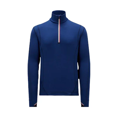 Moncler Royal Blue Polo Neck Base Layer Sweatshirt Long Sleeve Logo I20978G00026899JO758