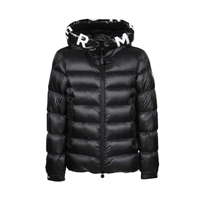 Moncler SALZMAN Logo Print Down Jacket Unisex Black Hoodie Puffer Jacket. 1A0000953048999