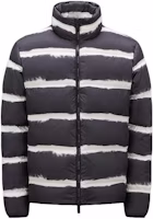 Moncler Sil Black Down Jacket with Striped Stand Collar and Zipper. I20911A001055976SS90 Moncler Sil Black Down Jacket with Striped Stand Collar and Zipper. I20911A001055976SS90