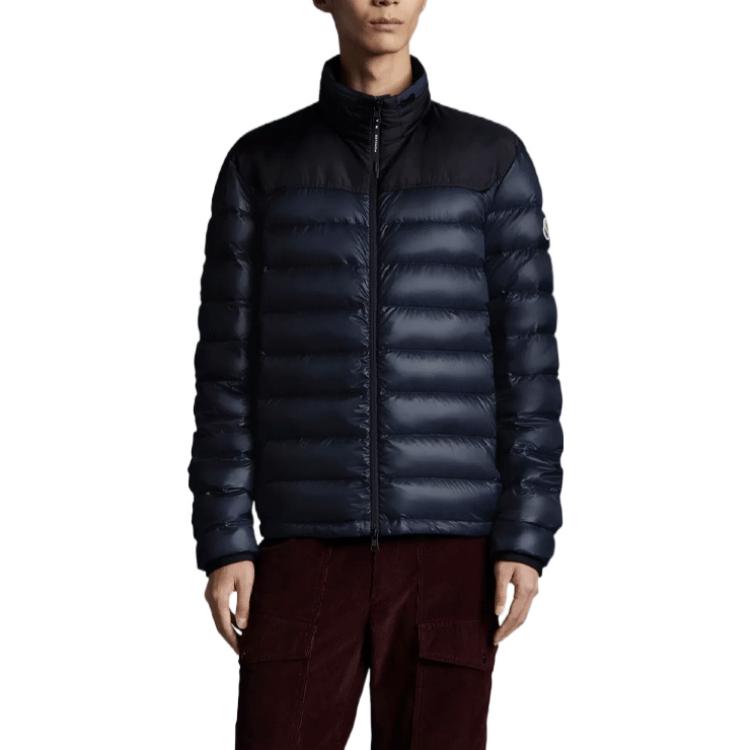 Moncler Silvere SS22 Glossy Down Jacket  Navy Blue with Zip-Up Stand Collar. H10911A00022M1591776 圖 3
