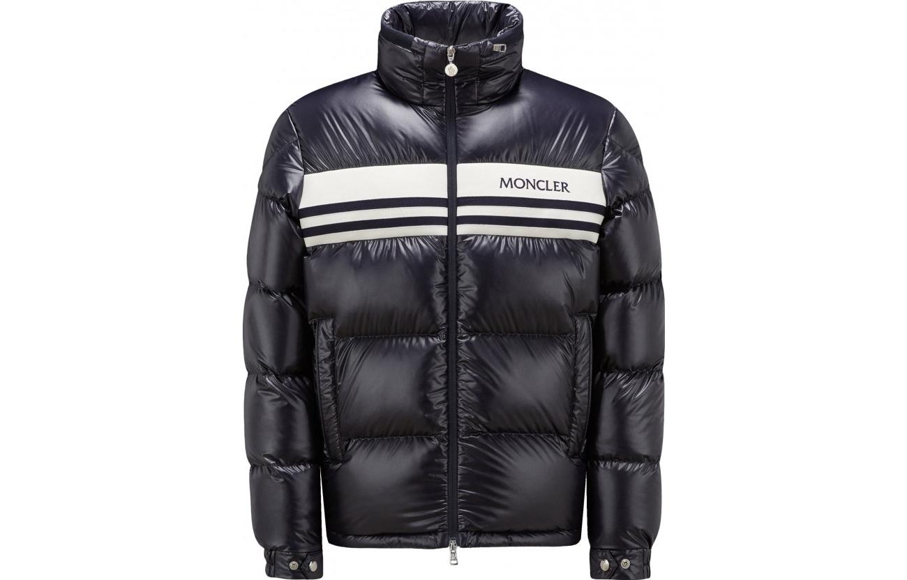 Moncler Skarstind Navy Blue Zip-Up Letter Print Down Jacket Unisex 1A00119595ZJ778