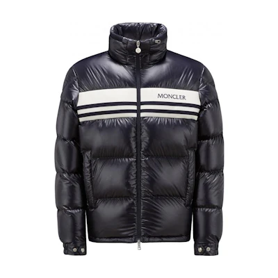 Moncler Skarstind Navy Blue Zip-Up Letter Print Down Jacket Unisex 1A00119595ZJ778