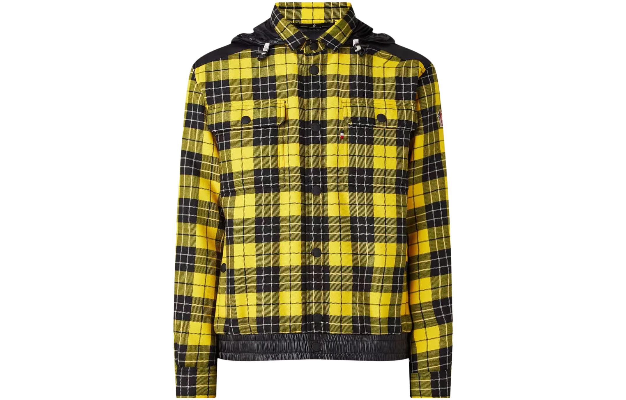 Moncler Ski Series Yellow Black Plaid Patchwork Jacket G20971A00012595H013A