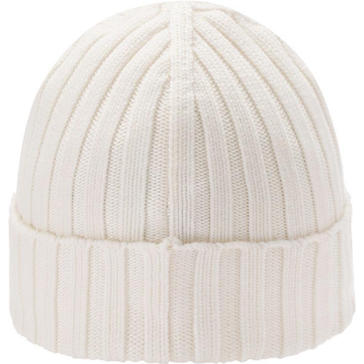 Shop Moncler Small Logo Wool Knit Beanie Unisex Couple Style in Off-White. I20933B00036A9327030
