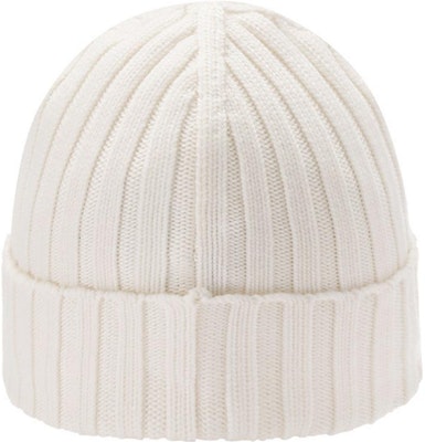 Moncler Small Logo Wool Knit Beanie Unisex Couple Style in Off-White. I20933B00036A9327030 Shop Moncler Small Logo Wool Knit Beanie Unisex Couple Style in Off-White. I20933B00036A9327030
